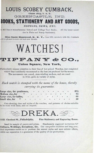 Tiffany & Co. Advertisement, December 1884 (image)
